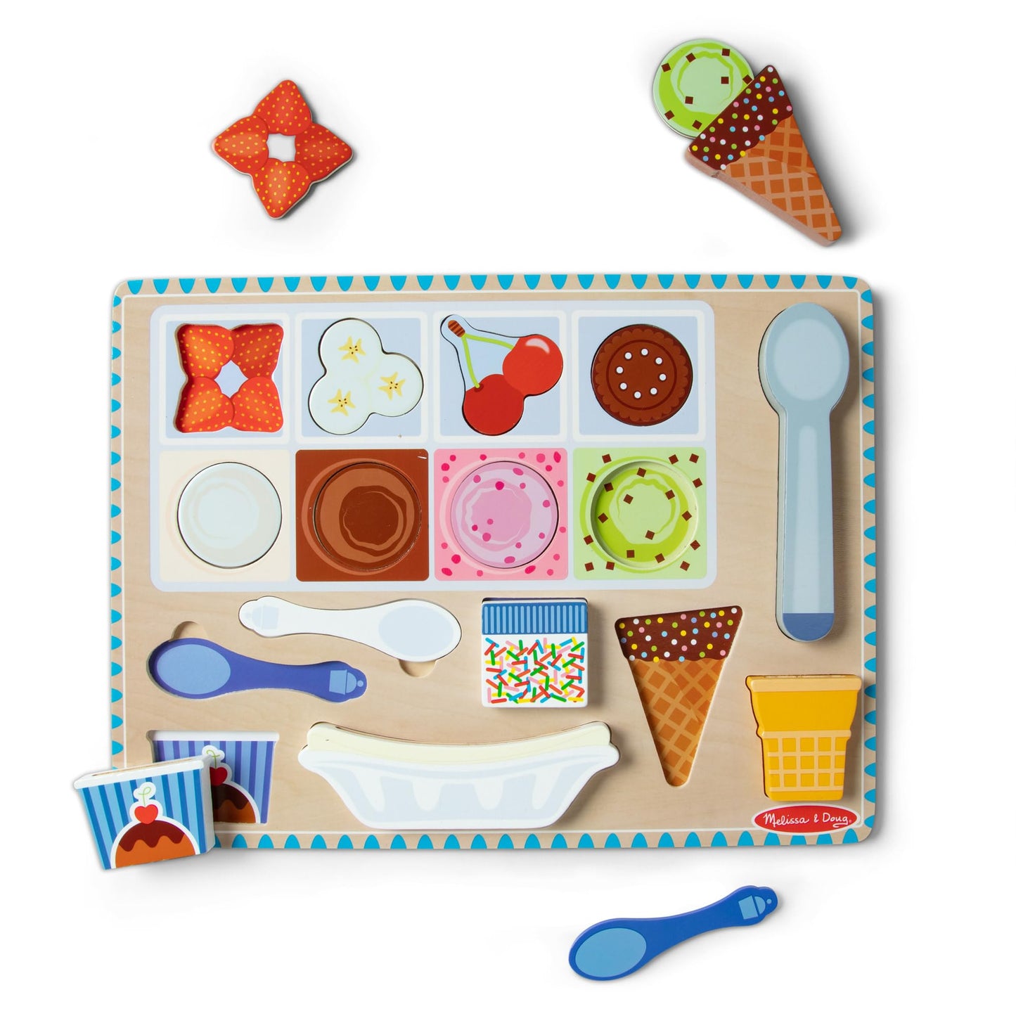Melissa & Doug Wooden Magnetic Ice Cream, Puzzle & Pretend Play Food Set