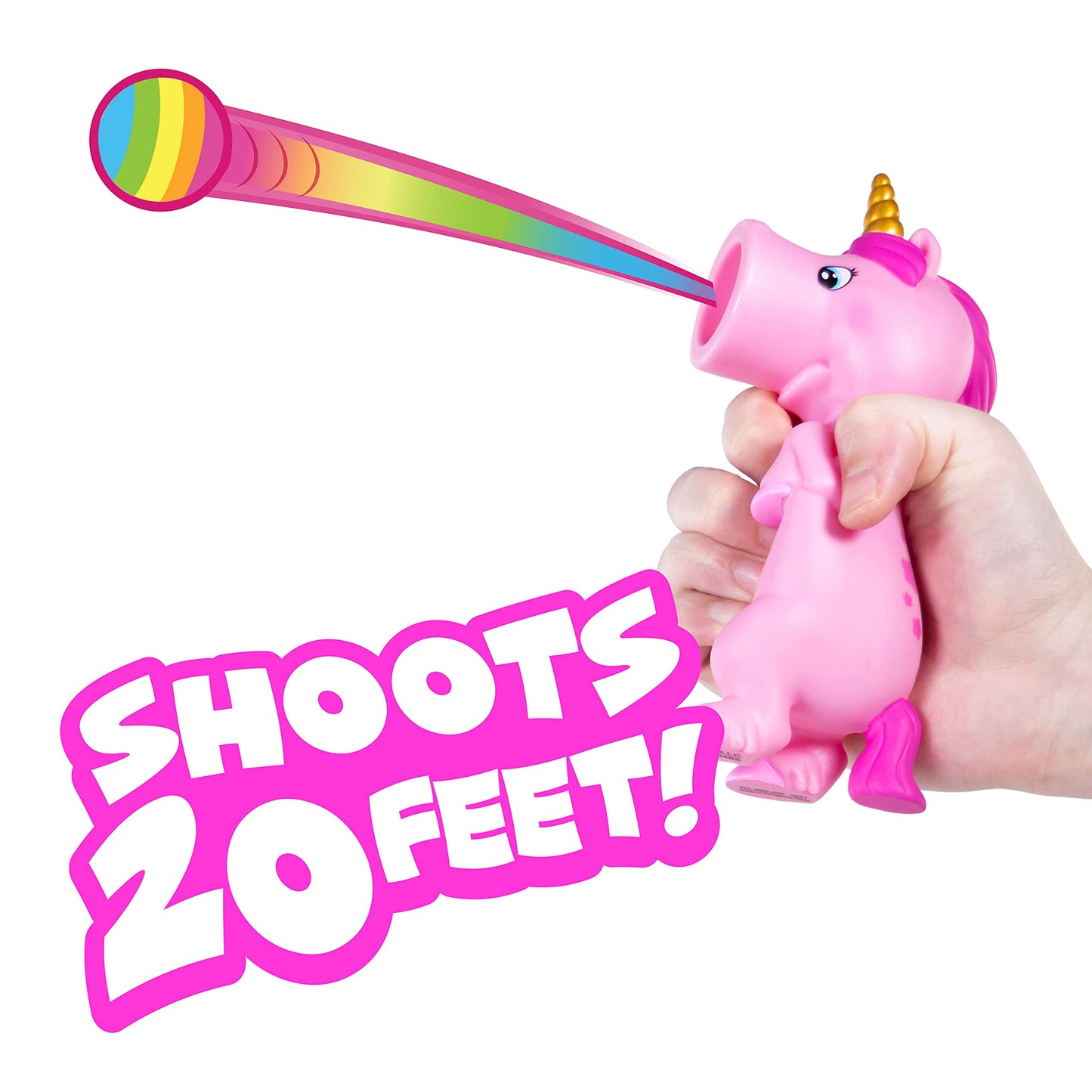 Hog Wild Pink Unicorn Ball Popper Toy - Includes 4 Soft Foam Balls - Squeeze to Pop Air Powered Balls Up to 20 Feet - Launcher Safe for Indoor/Outdoor