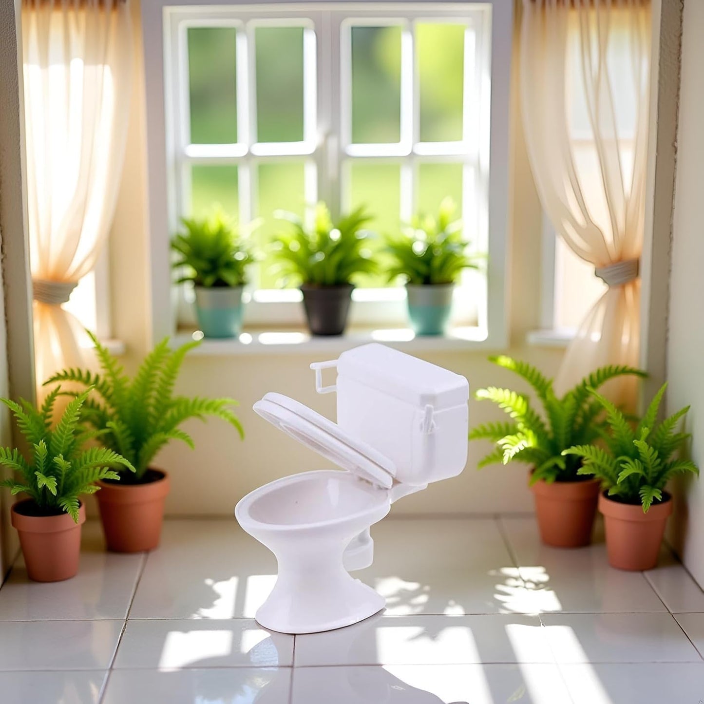 2 Pcs White Plastic Decoration 1:12 House Toilet House Bathroom Furniture Mini Toilet Cake Decoration for House Accessories Dollhouse Décor