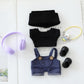 Clothes for Lu bubu 17cm Dolls(No Doll) Accessories, Stylish Kawaii Overalls Outfit Headphones Set 5 Pieces Suitable for 17cm Dolls , Doll Hat Headset