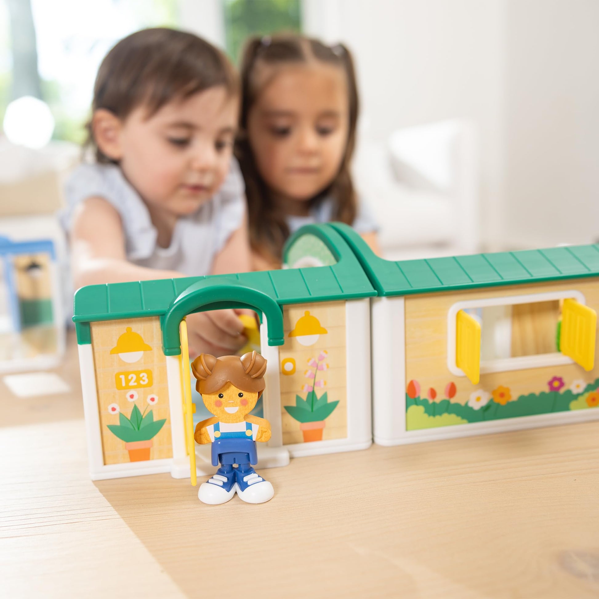 Melissa & Doug Cheery Lane Modular Play House & Figures, Wooden Play Set