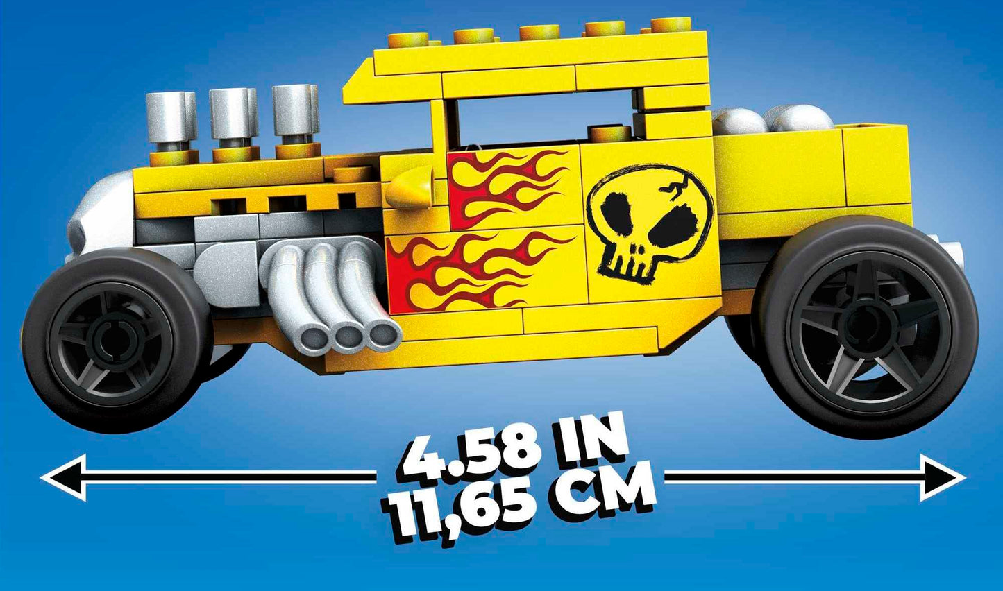 MEGA Hot Wheels Bone Shaker Racecar Building Set with 111 Pieces with Micro Figure Driver Figure, Toy Gift Set for Ages 5 and Up