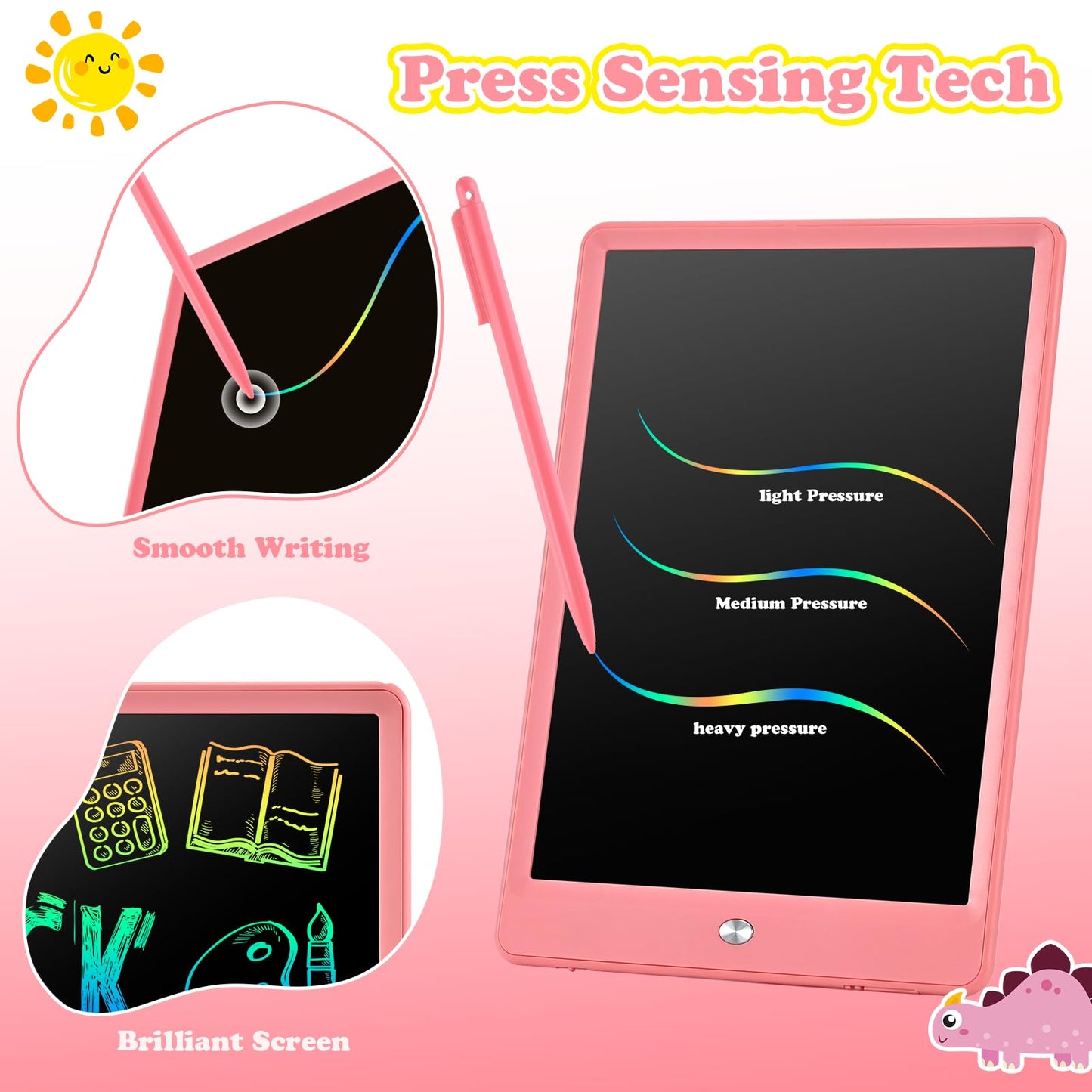 EooCoo LCD Writing Tablet for Kids, Road Trip Essentials 10 Inch Kids Drawing Pad, No Mess Coloring Books for Toddler, Travel Toys Airplane