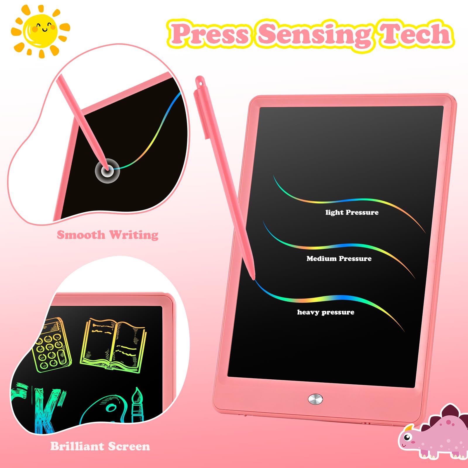 EooCoo LCD Writing Tablet for Kids, Road Trip Essentials 10 Inch Kids Drawing Pad, No Mess Coloring Books for Toddler, Travel Toys Airplane