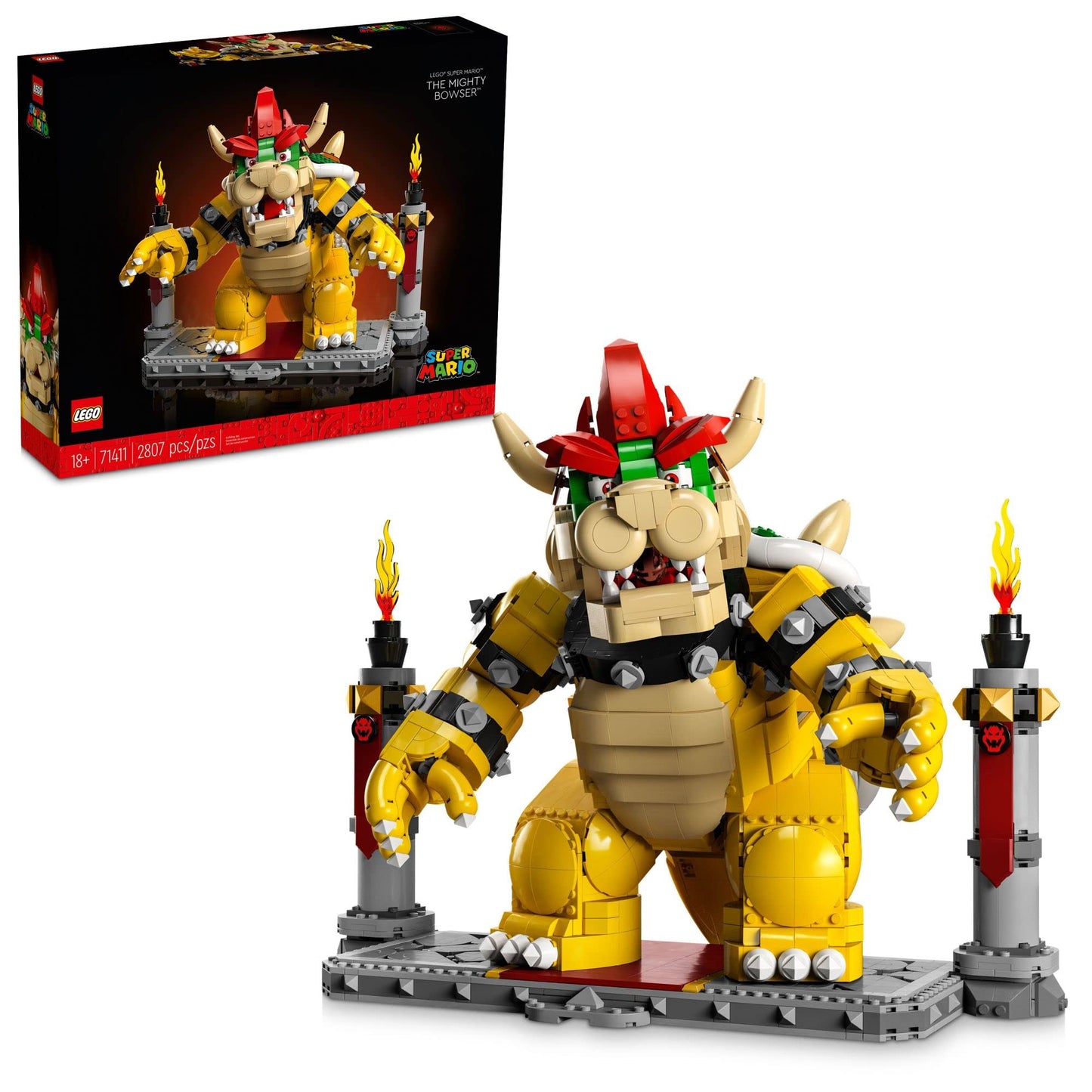 LEGO Super Mario The Mighty Bowser, 3D Build and Display Kit, Collectible Posable Character Figure with Battle Platform, Video Game Toy Idea for Fans
