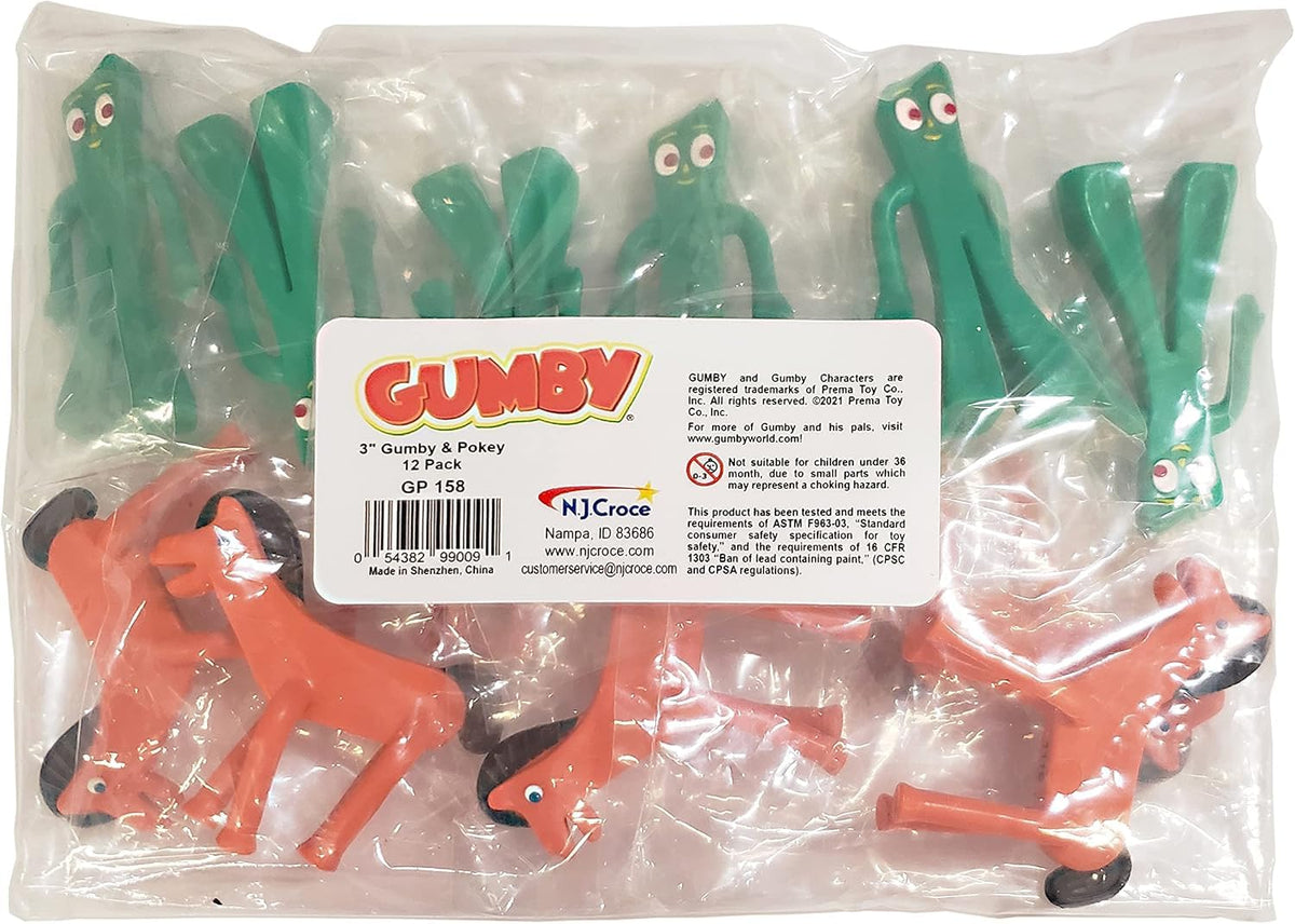 NJ Croce Gumby & Pokey 3" Mini Bendable Figures 12-Pack