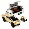 Suvabe 1/32 Pickup Truck Toy car 3-in-1 Travel RV Set with Metal Pickup, Removable Camper & Off-Road Motorcycle Cool Sound & Light Effects,Christmas