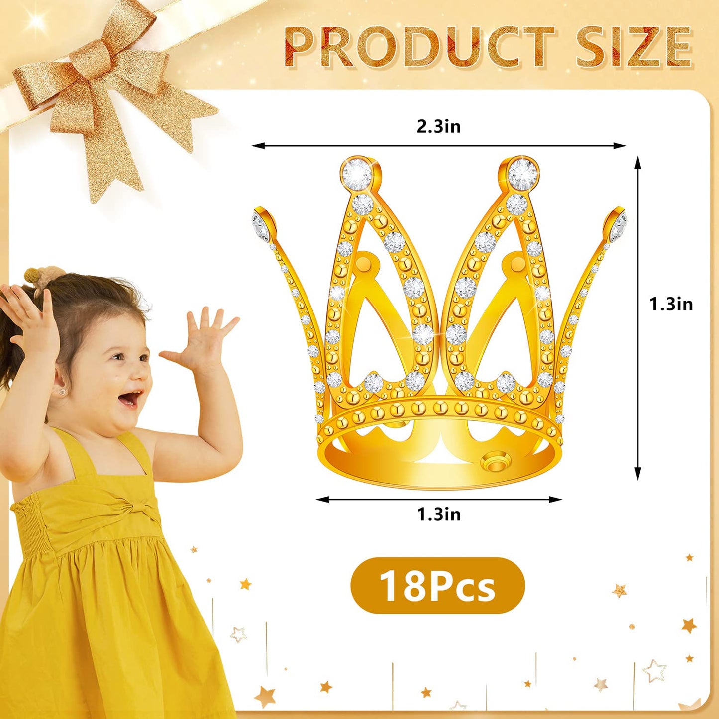 18 Pcs Mini Crown Cake Topper, Tiara Birthday Cake Toppers