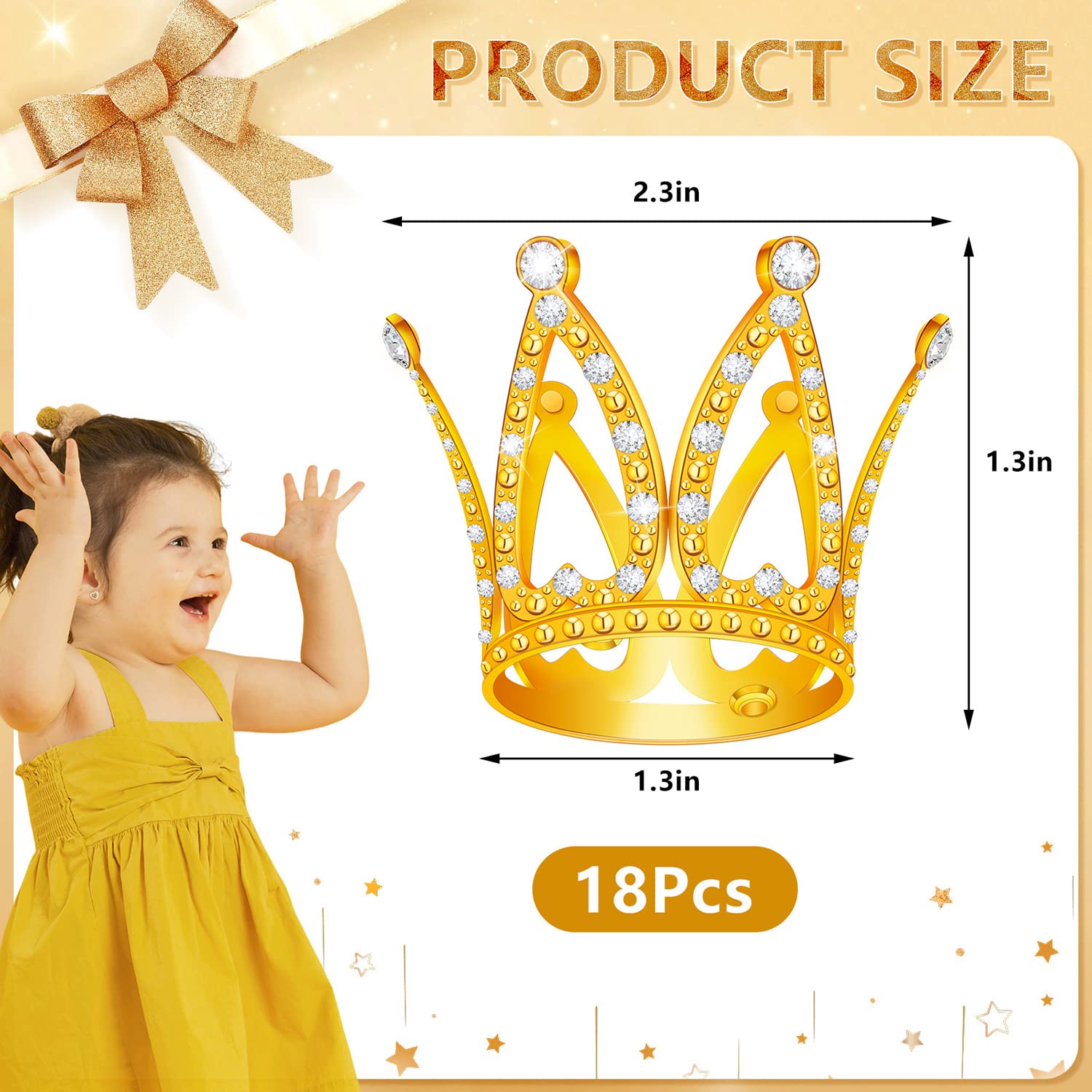 18 Pcs Mini Crown Cake Topper, Tiara Birthday Cake Toppers