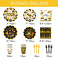 210 Pcs Construction 4th Birthday Decorations - Includes Plates Napkins Cups Cake Cupcake Toppers Banner Hanging Swirls Tablecloths Balloons