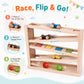 Wooden Ramp Racer for Toddlers 1-3, Wooden Race Track Toy with 3 Wood Cars and 2 Balls, 5-Level Zig Zag Car Ramp Racer, Montessori Learning Toys for 1