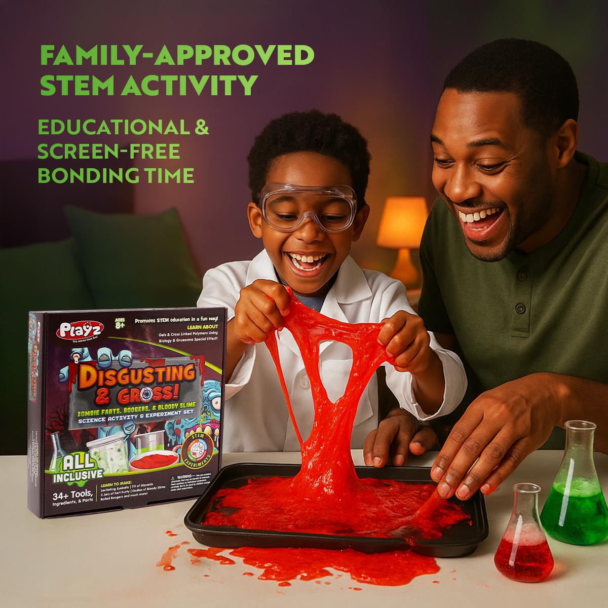 Playz Disgusting n' Gross Zombie Poop - DIY Stem Learning & Educational Science Kit for Kids Age 8 9 10 11 12 13+ Years Old with 34+ Experiment Tools