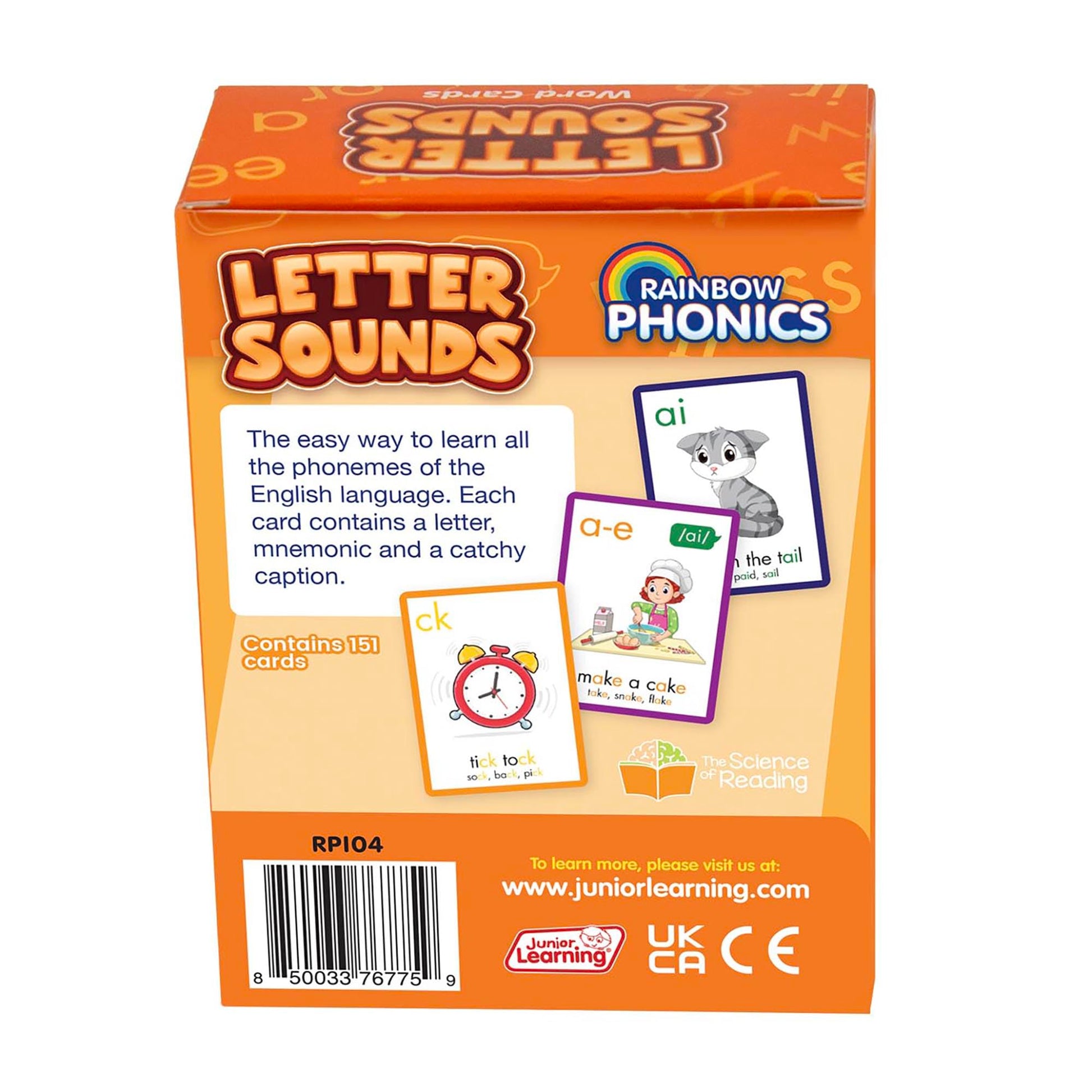 Junior Learning: Rainbow Phonics - Letter Sounds - 151 Word Cards, Flash Cards for Learning Spelling-to-Sound Patterns, Level Based Cards, Kids Ages