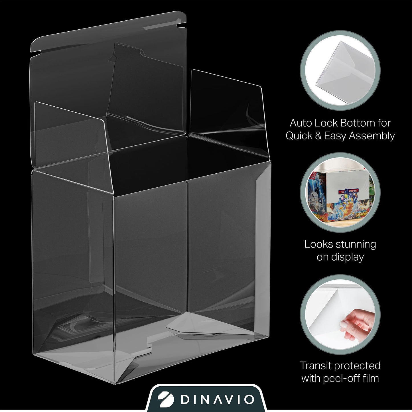 Dinavio Crafthouse Plastic PKMN Booster Box Protector 5 Pack - Booster Box Case Display Protectors - Compatible with English Modern PKMN Booster Boxes