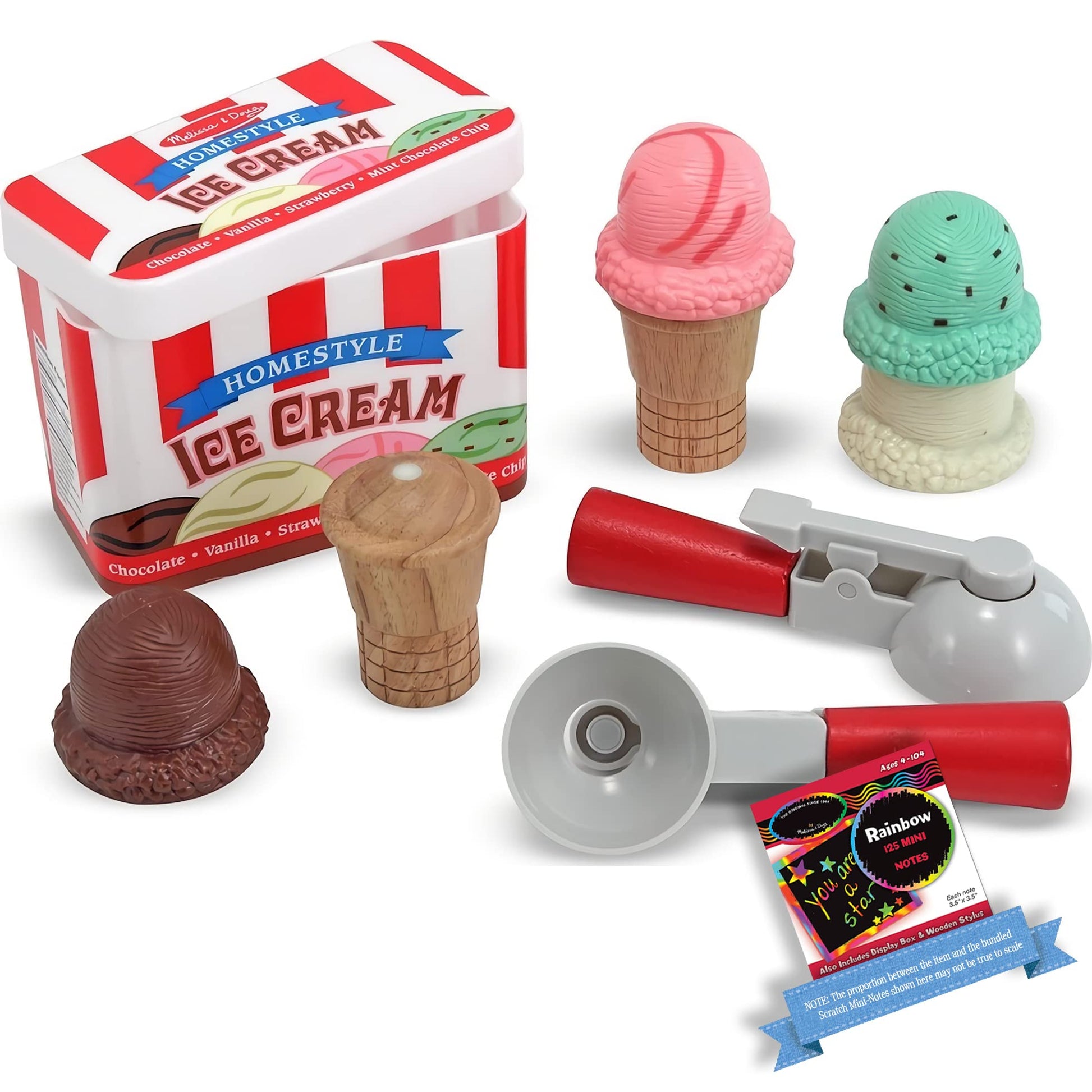 Ice Cream Scoop Set: Play Food Set Bundle with 1 Theme Compatible M&D Scratch Fun Mini-Pad (04087)