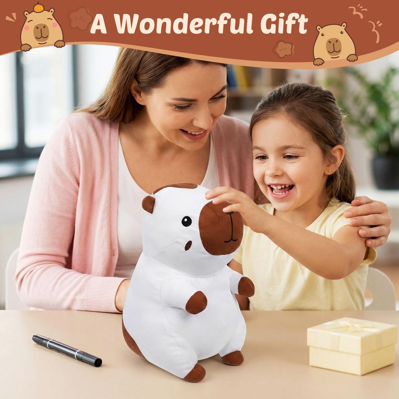 ZJoey Blank Capybara DIY Toys Make Your Own Stuffed Holiday Plush Gifts Stuffed Teddy Animal for Graduation Birthday Friends Gift(Capybara)