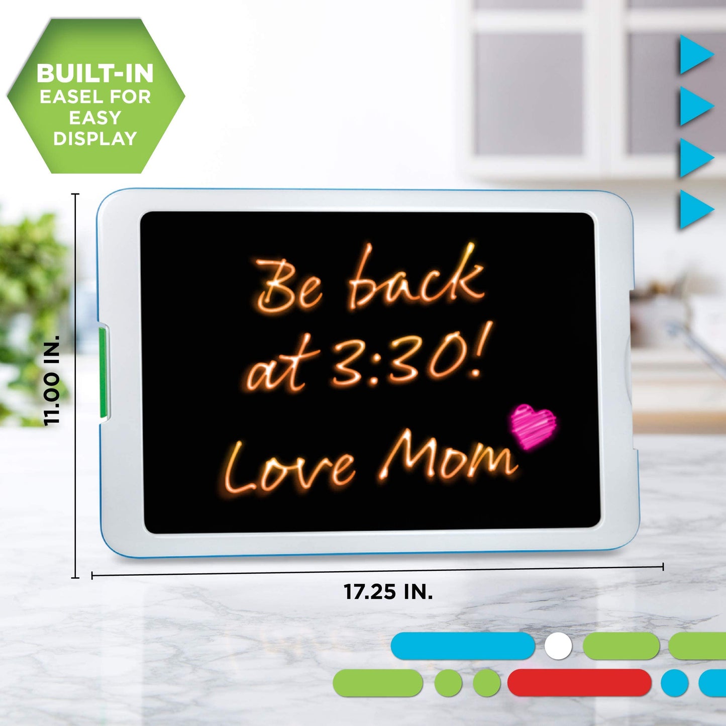Discovery™ Kids Neon Glow Drawing Easel w/ 6 Color Markers, Built-in Kickstand/Wall Mount, 5 Light Modes, Easy Clean/Washable, Wide Screen, Flat