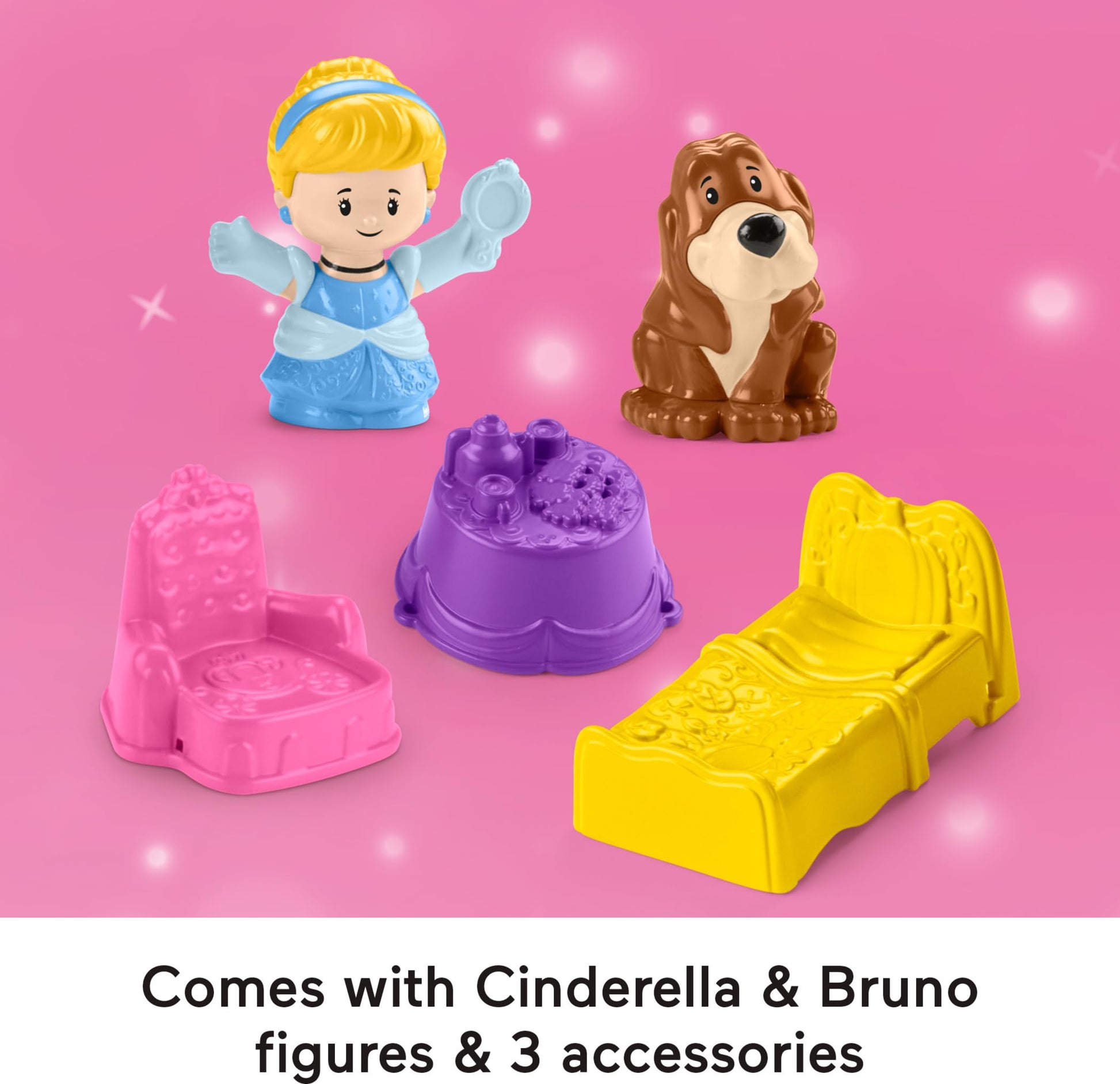 Fisher-Price Little People Toddler Toy Disney Princess Cinderella On-the-Go Playset with Figures for Pretend Play Kids Ages 18+ Months