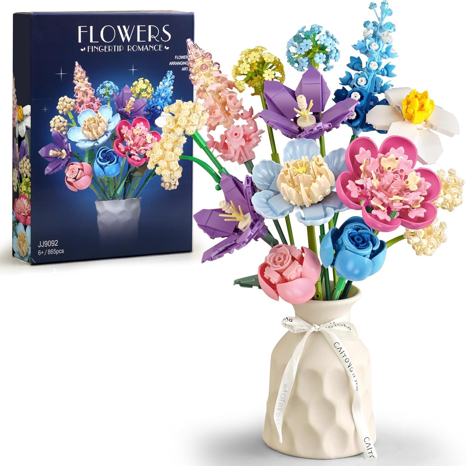 Bouquet Building Set,880 PCS Botanical Collection Building Block Toy,Compatible with Lego Flowers Rose Peony Home Plant Decor,Birthday Gift for Adults