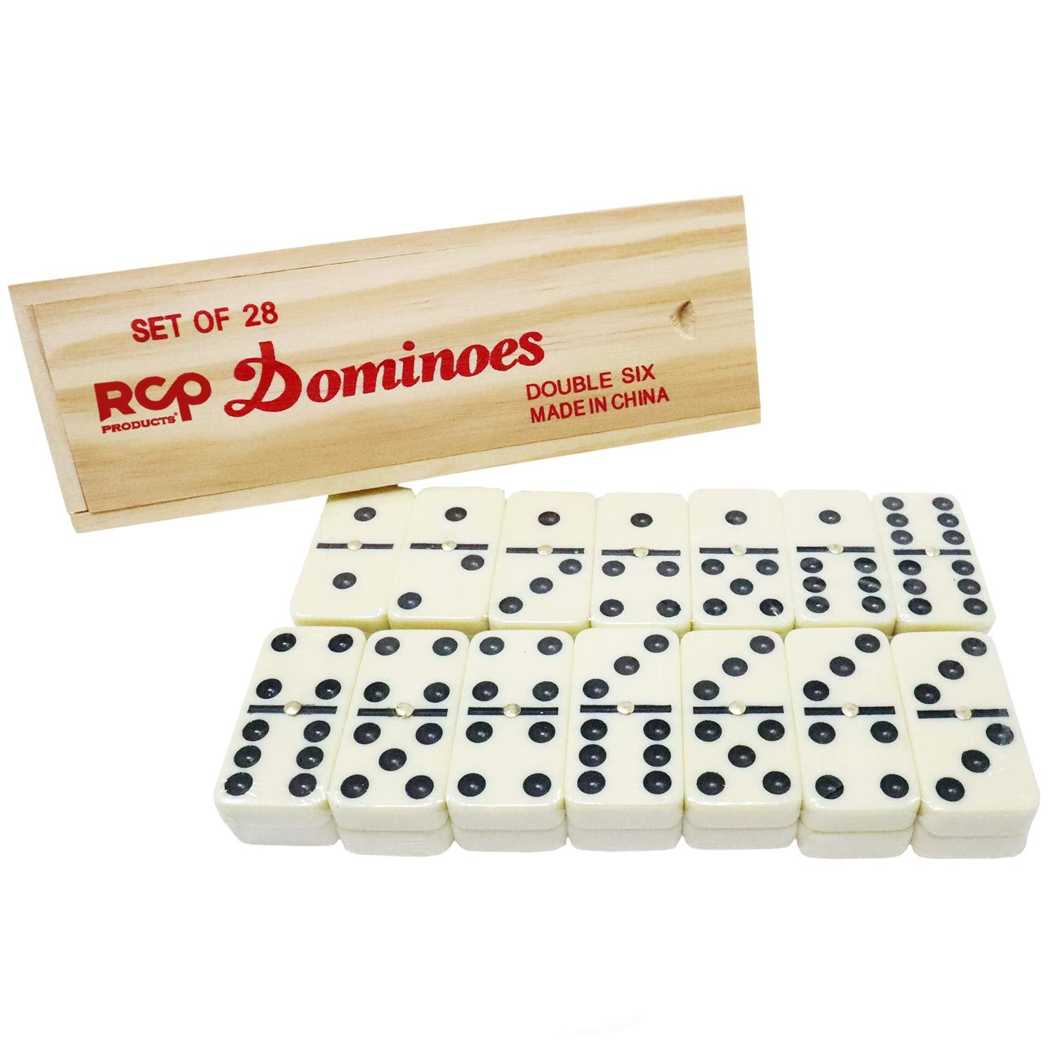 RCP PRODUCTS Dominoes Double 6 Tiles. 28 Pieces Dominoes for Adults