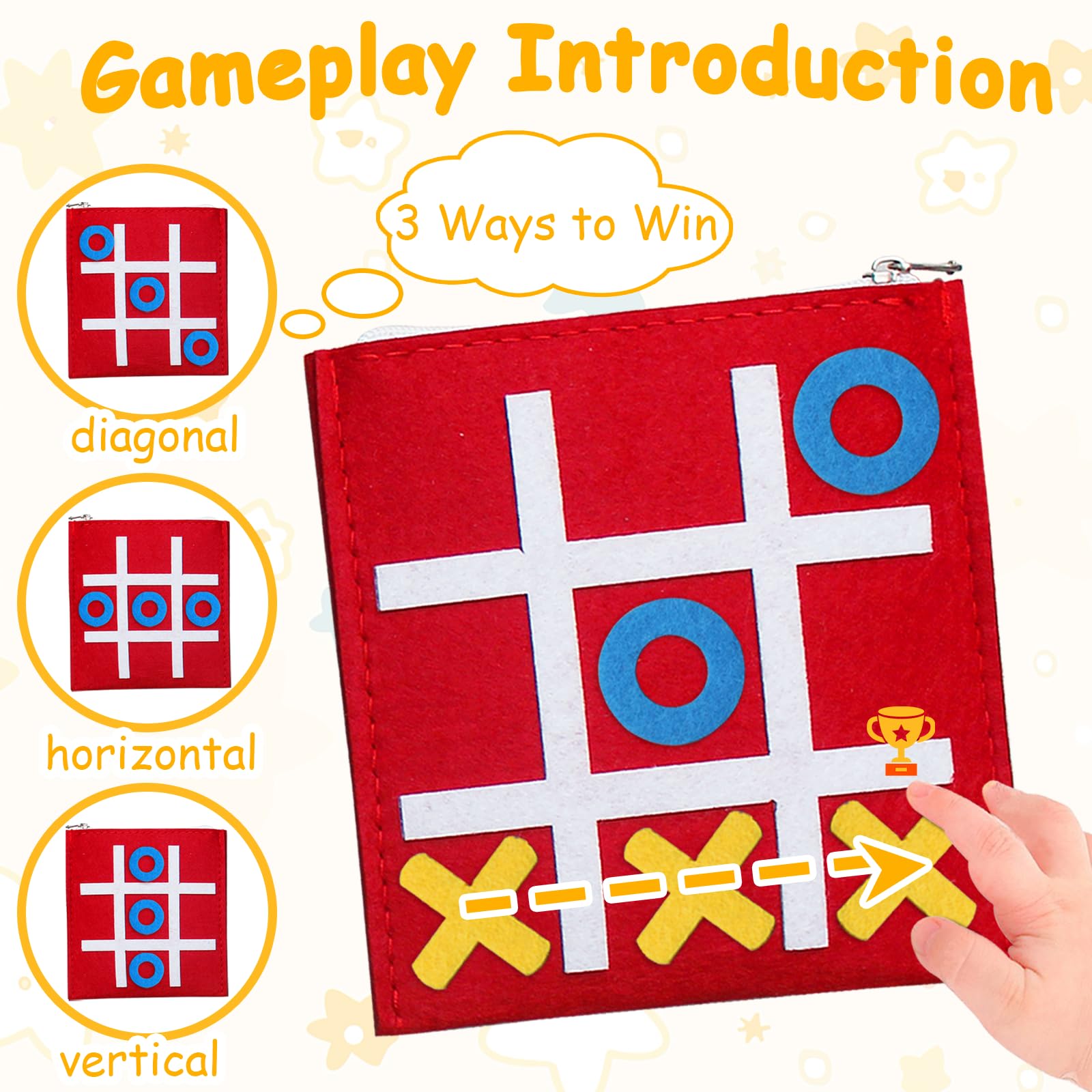 Timisea 48 Pcs Tic Tac Toe Strategic Board Game, Mini Strategic Board Game for Kids Family,Classic Mini Board Toys, Board Gifts for Students