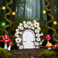 Cauaoa White Daisy Frame Fairy Door, Miniature Fairy Garden Accessories, Glow in The Dark, Outdoor Decor