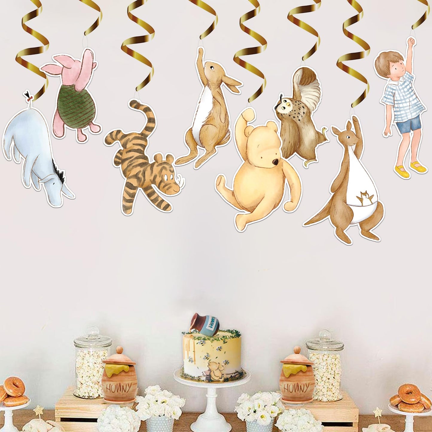 16Pcs Swirl Hanging Decorations for Baby Shower Decorations Classic Baby Shower Birthday Party Supplies