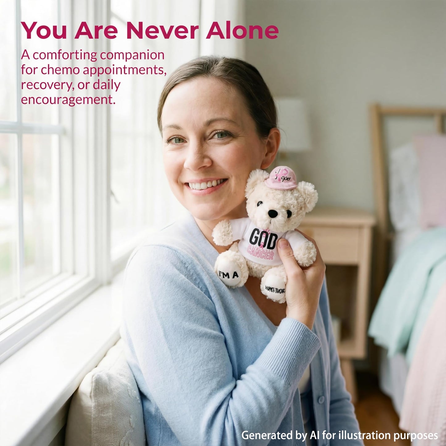 SHSEEN Breast Cancer Survivor Teddy Bear, 8 Inch Comfort Plush