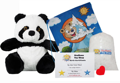 Stuffems Toy Shop Make Your Own Stuffed Animal 16" PanPan the Panda - No Sew - Kit with Cute Backpack!