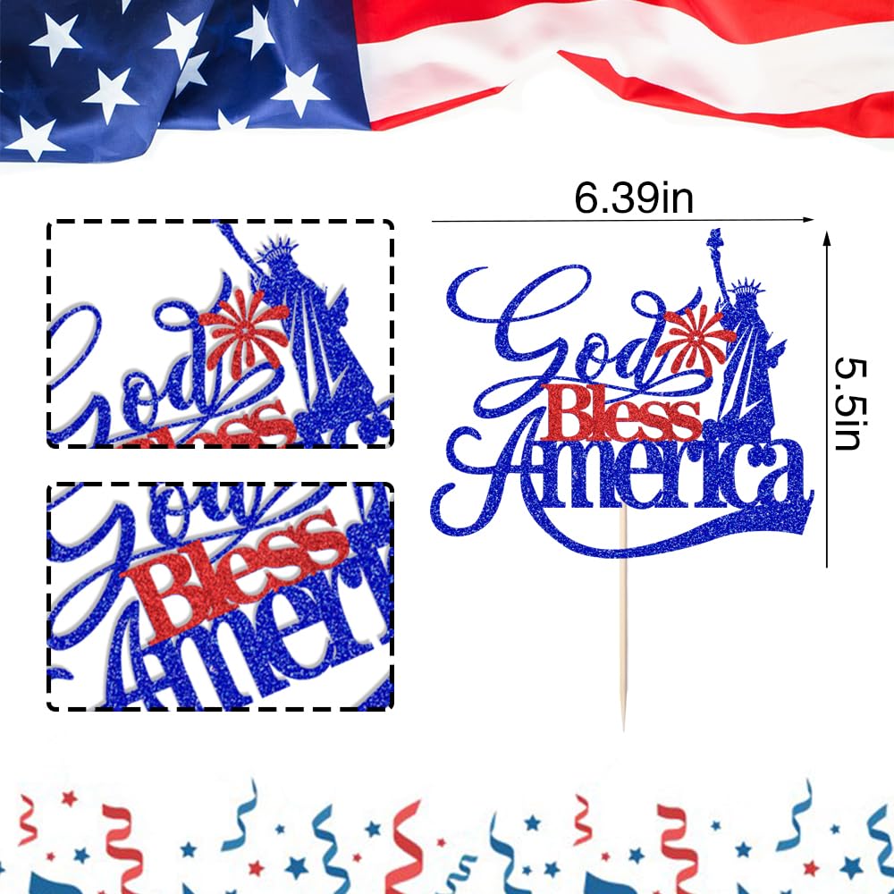 Sleyberoy God Bless America Glitter Cake Topper
