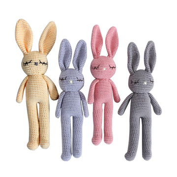 Moni's Choice Stuffed Plush Baby Crochet Bunny Rabbit Easter Gifts Handmade Stuffed Animal Hand-Knit Doll Granddaughter Grandson Lovey Sleep Toy