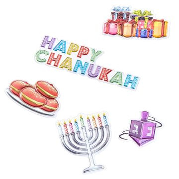 Rite Lite Hanukkah 3D Metallic Stickers Chanukah Party Favors Build Festive Scenes! | 2 Sheets of Festive Stickers Dreidels, Menorahs Fun Judaica