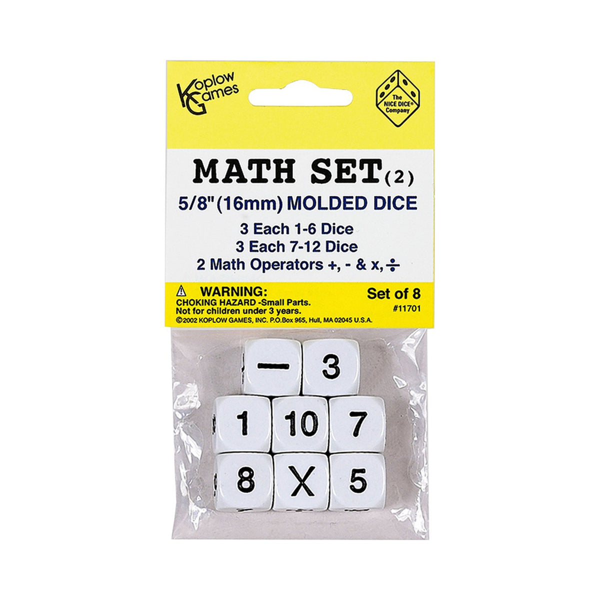Koplow Games KOP11701 Whole Number Dice Game Set, Multicolor, Standard (15mm - 17mm)