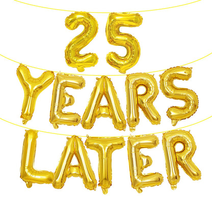 16 Inch Gold 25 YEARS LATER Letter Balloons Banner - Mylar Foil Number and Letter Balloons for Anniversary Decorations, Class Reunion, Milestone