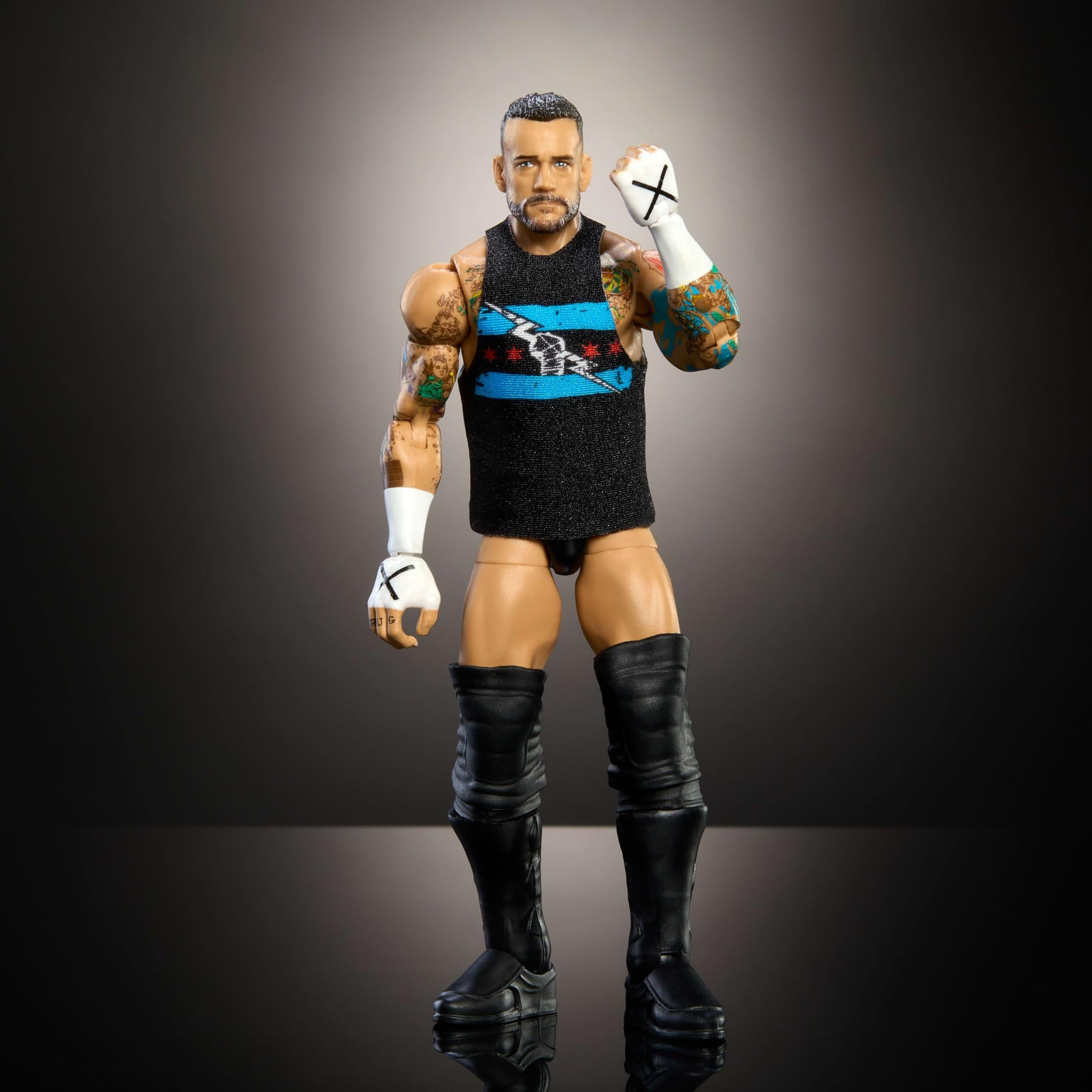 Mattel WWE Top Picks Elite Action Figure & Accessories Set, CM Punk 6-inch Collectible with Swappable Hands, Ring Gear & 25 Articulation Points