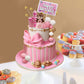 26PCS Princess Castle Cake Topper Girl Princess Cake Decoration Happy Birthday Insert Cards for Girl Birthday Party Supplies