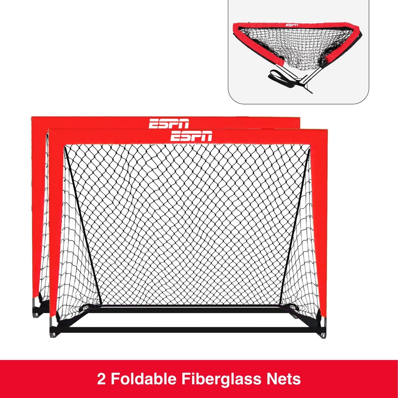 ESPN Soccer Stadium Experience for Kids Includes 2 Nets, Ball, and Youth Soccer Training Equipment, Ideal for Outdoor Games