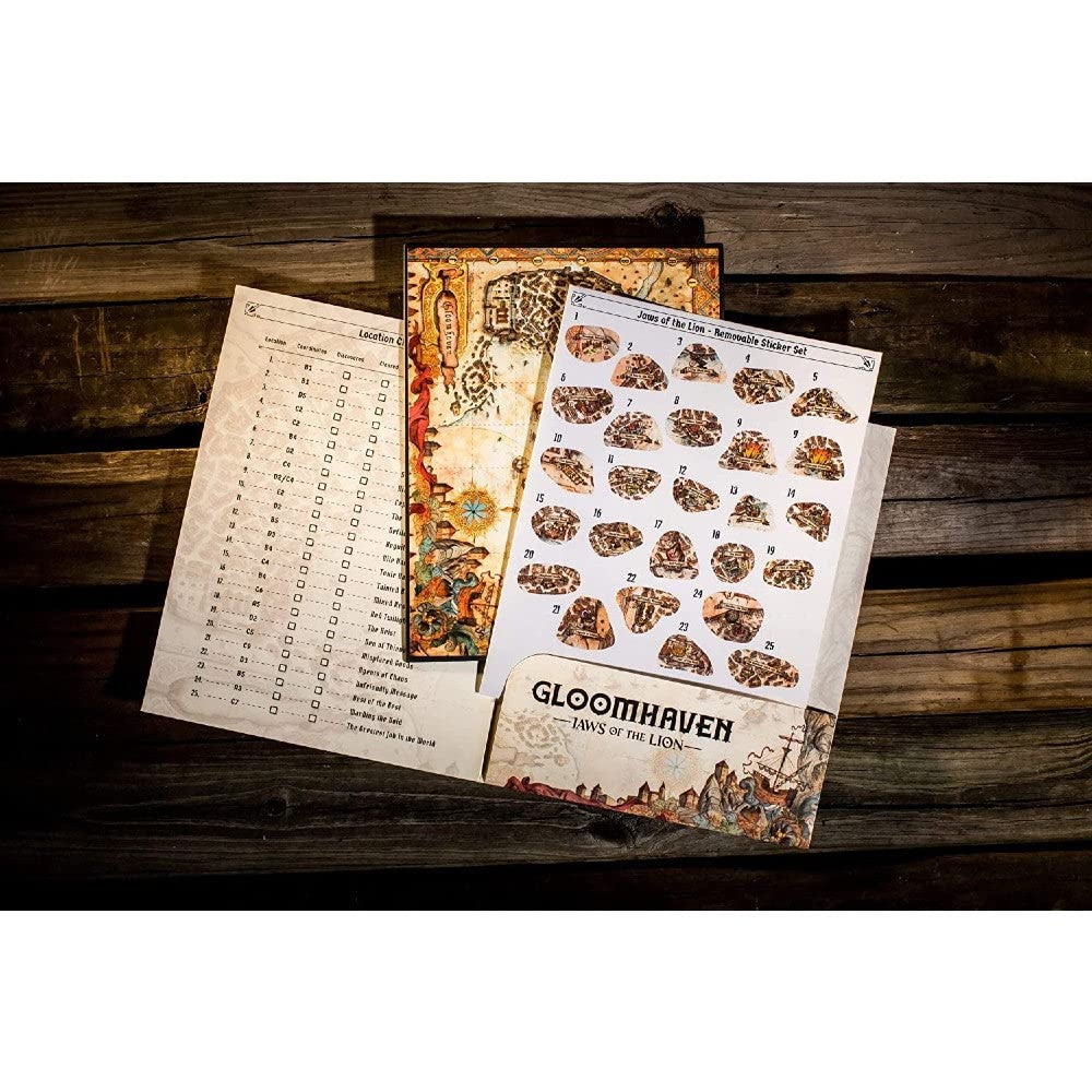 Gloomhaven Cephalofair Games: Jaws of The Lion Removable Sticker Set & Map