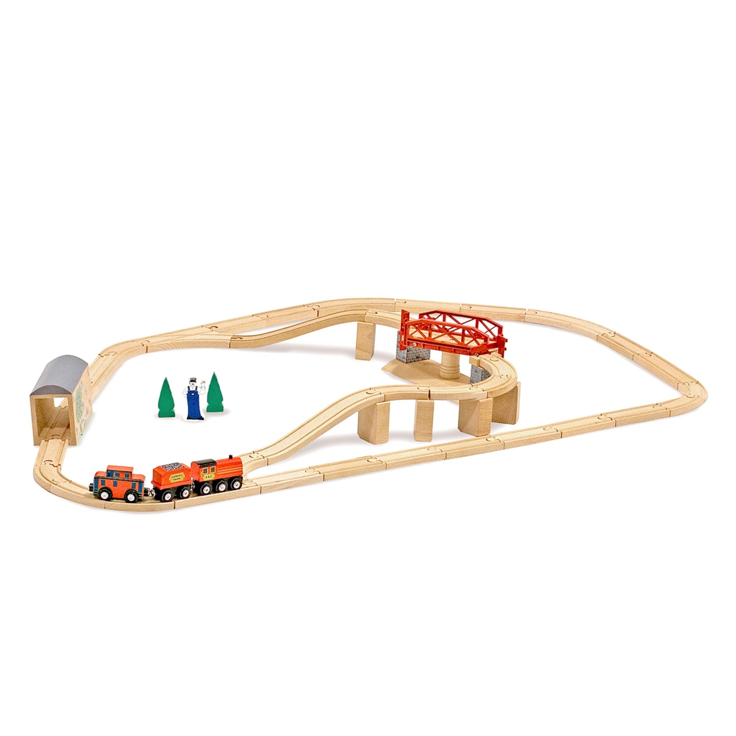 Melissa & Doug Swivel Bridge Wooden Train Set (47 pcs)