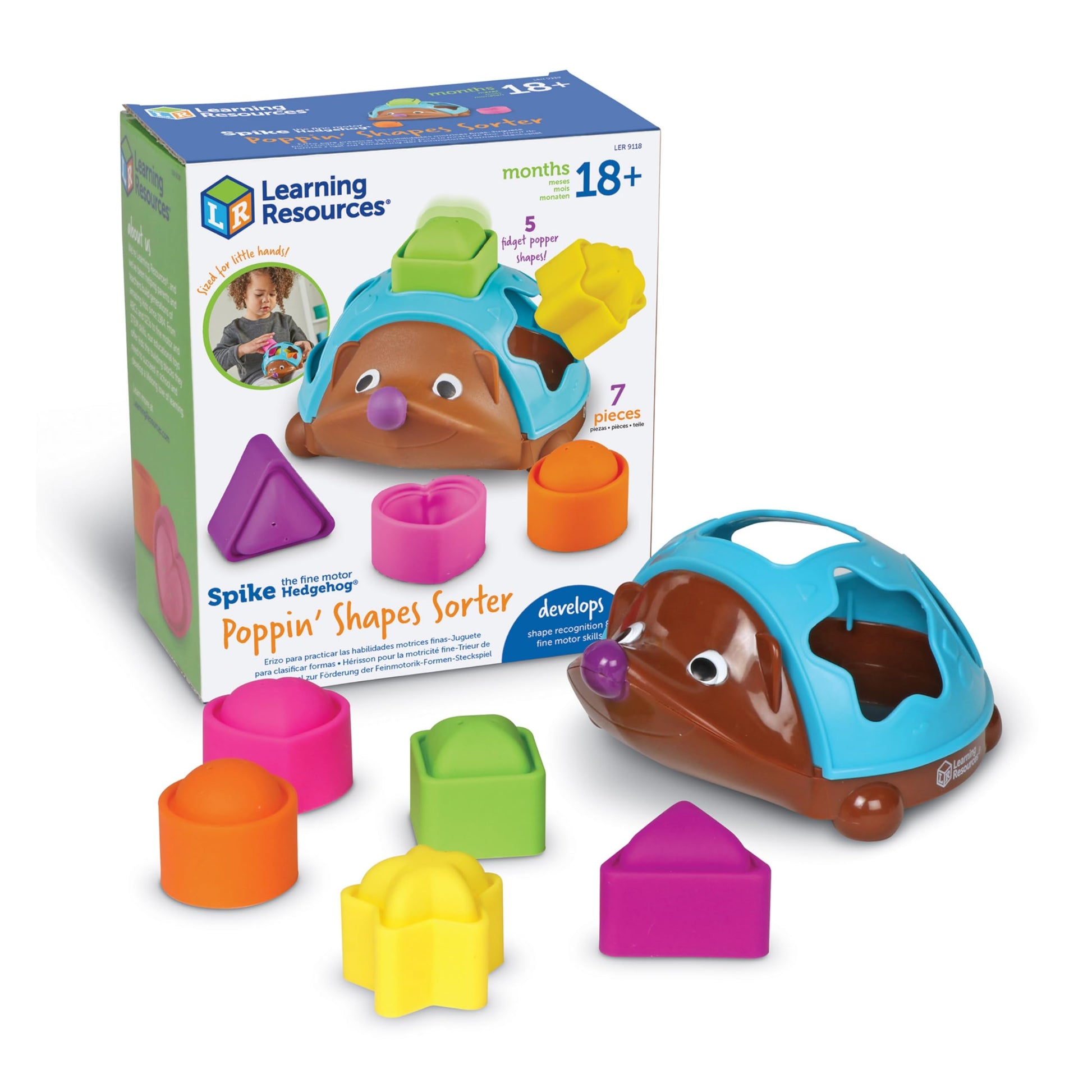 Learning Resources Spike the Fine Motor Hedgehog Poppin' Shapes Sorter, Educational Baby & Toddler Toys, Fine motor, Montessori Must Haves