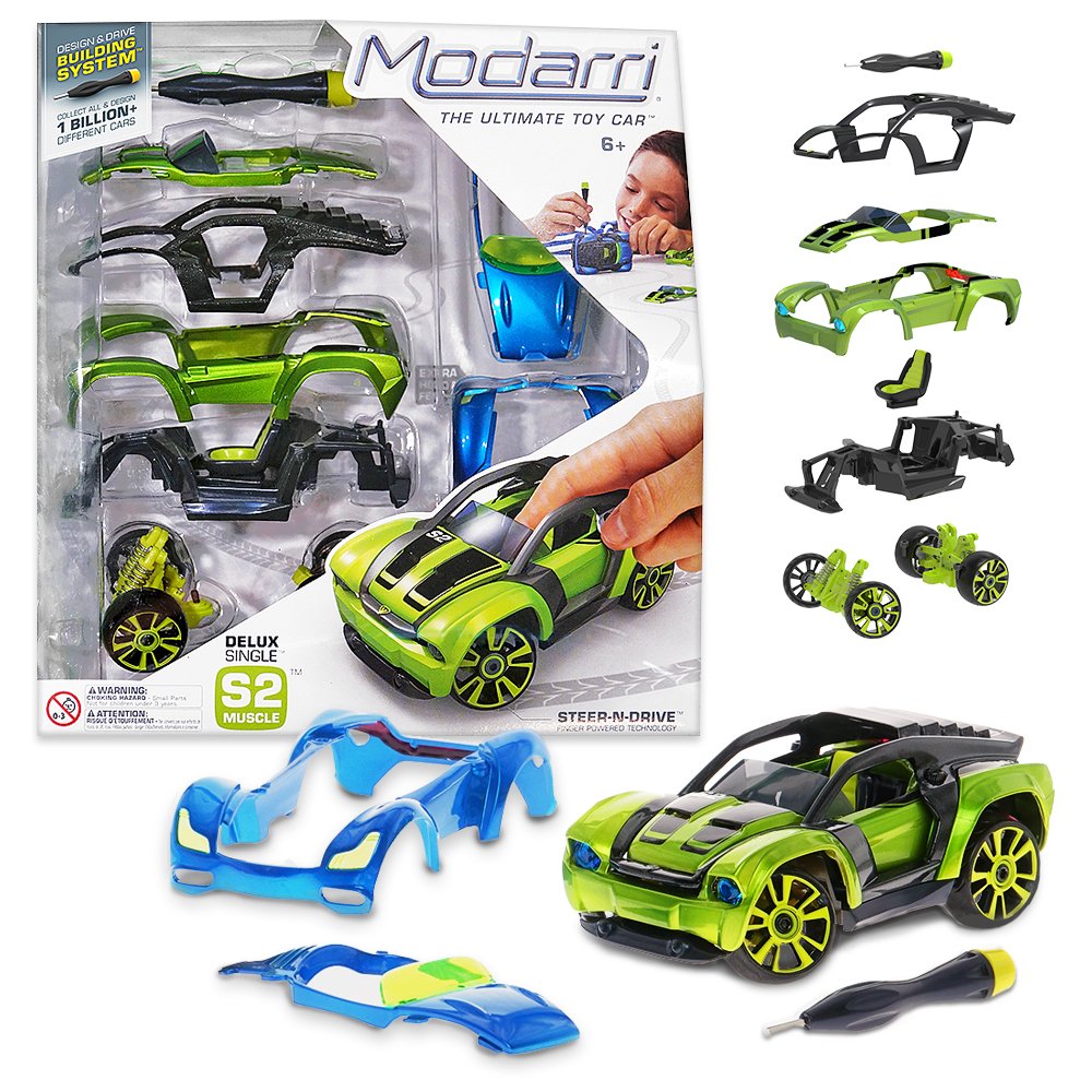 Modarri Delux S2 Muscle Car Build Your Car Kit Toy Set - Ultimate Toy Car: Make Your Own Car Toy - For Thousands of Designs - Real Steering