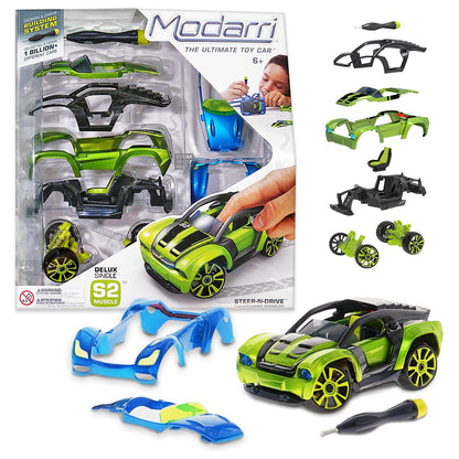 Modarri Delux S2 Muscle Car Build Your Car Kit Toy Set - Ultimate Toy Car: Make Your Own Car Toy - For Thousands of Designs - Real Steering