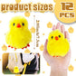 Baaxxango 12 Pcs Easter Fluffy Chicks,3.4 Inch Yellow Soft Plush Chicks Figurines,Mini Furry Chicks for Home Easter Basket Stuffers Party Favors