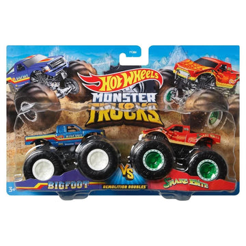 Hot Wheels Monster Trucks Bigfoot Vs Snake Bite, Demolition Doubles