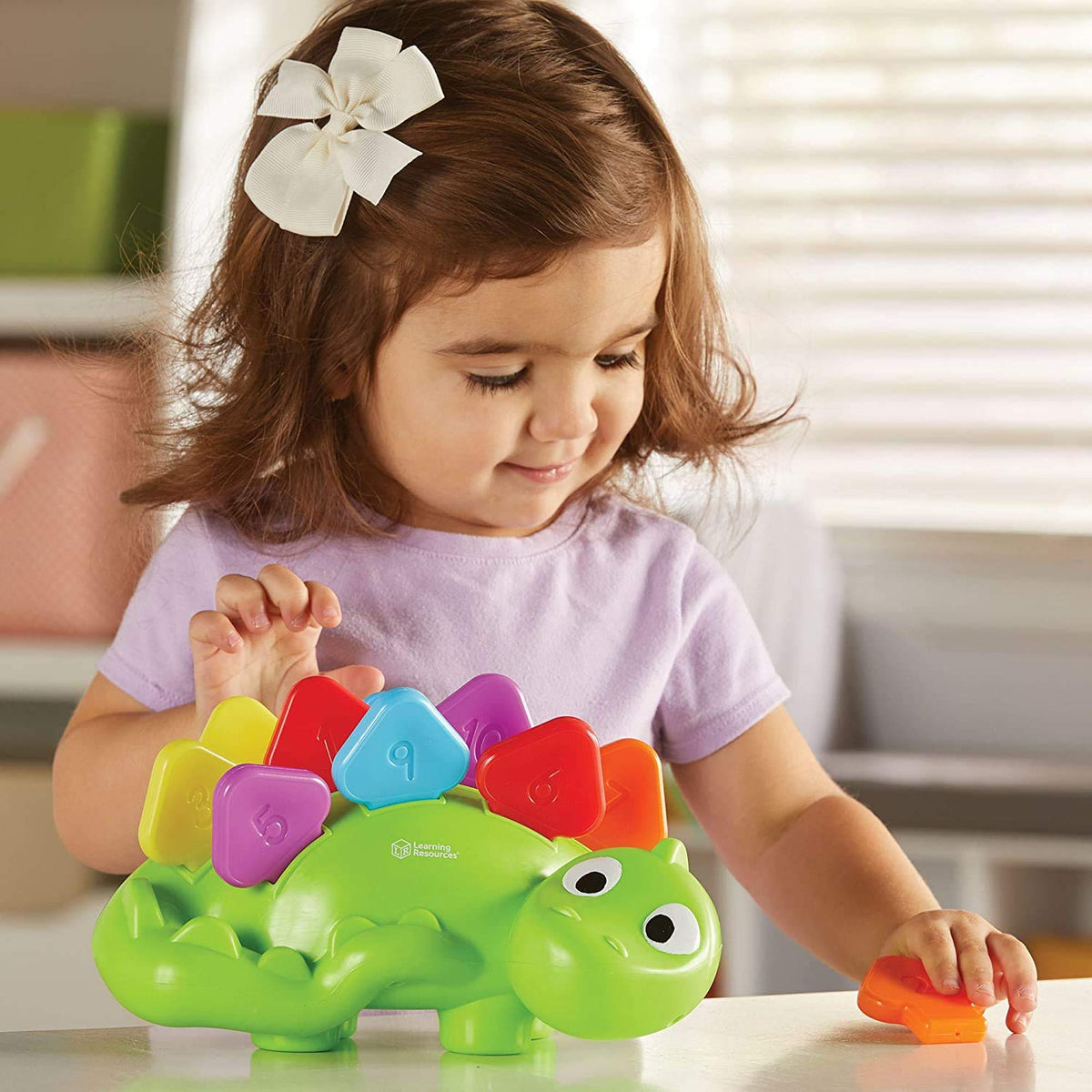 Learning Resources Steggy the Fine Motor Dino - 11 Pieces, Ages 18+ Months Toddler Learning Toys, Fine Motor and Sensory Toy, Toddler Montessori Toys,