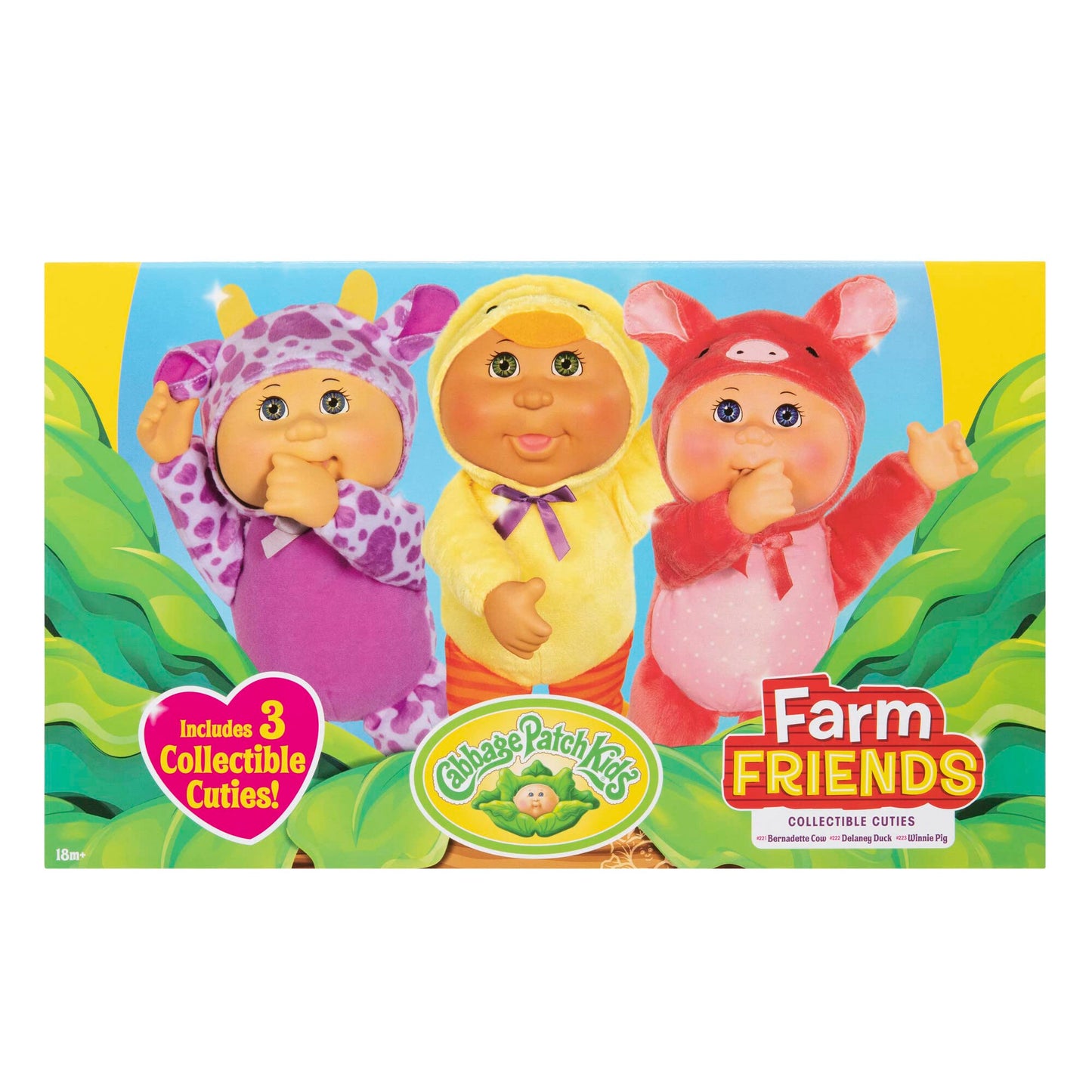 Cabbage Patch Kids Farm Friends 3-Pack - 9 Inch CPK Dolls - Collectible Cuties - Features Bernadette The Cow, Delaney The Duck, Winnie The Pig