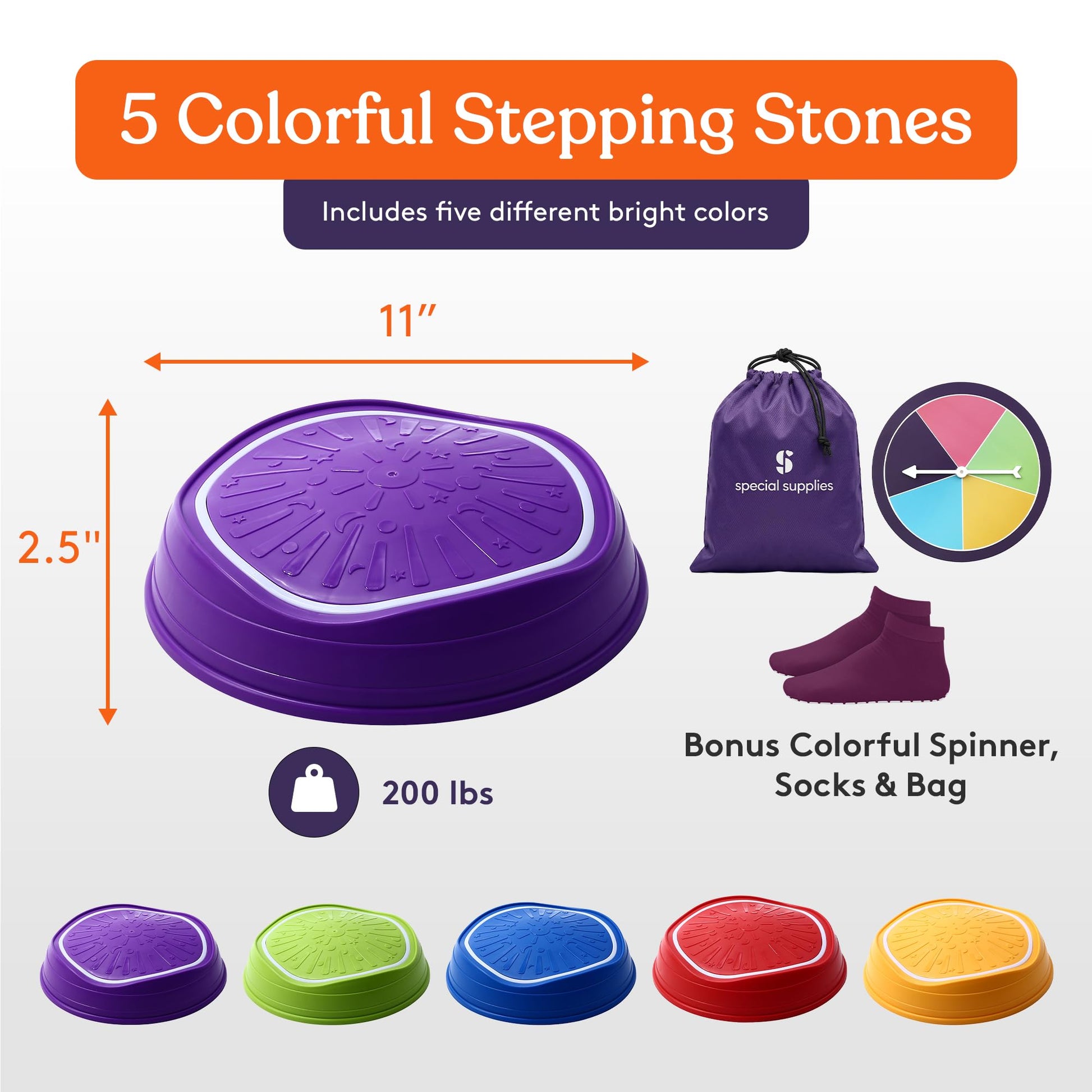 Special Supplies MUSICAL LED Stepping Stones for Kids -Light-Up Balance Blocks- Coordination & Balance for Toddlers & Children- Durable Non-Slip