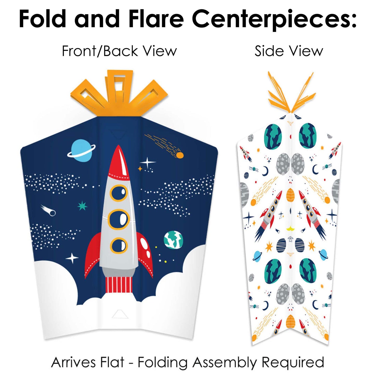 Big Dot of Happiness Blast Off to Outer Space - Rocket Ship Baby Shower or Birthday Party Decor and Confetti - Terrific Table Centerpiece Kit - Set