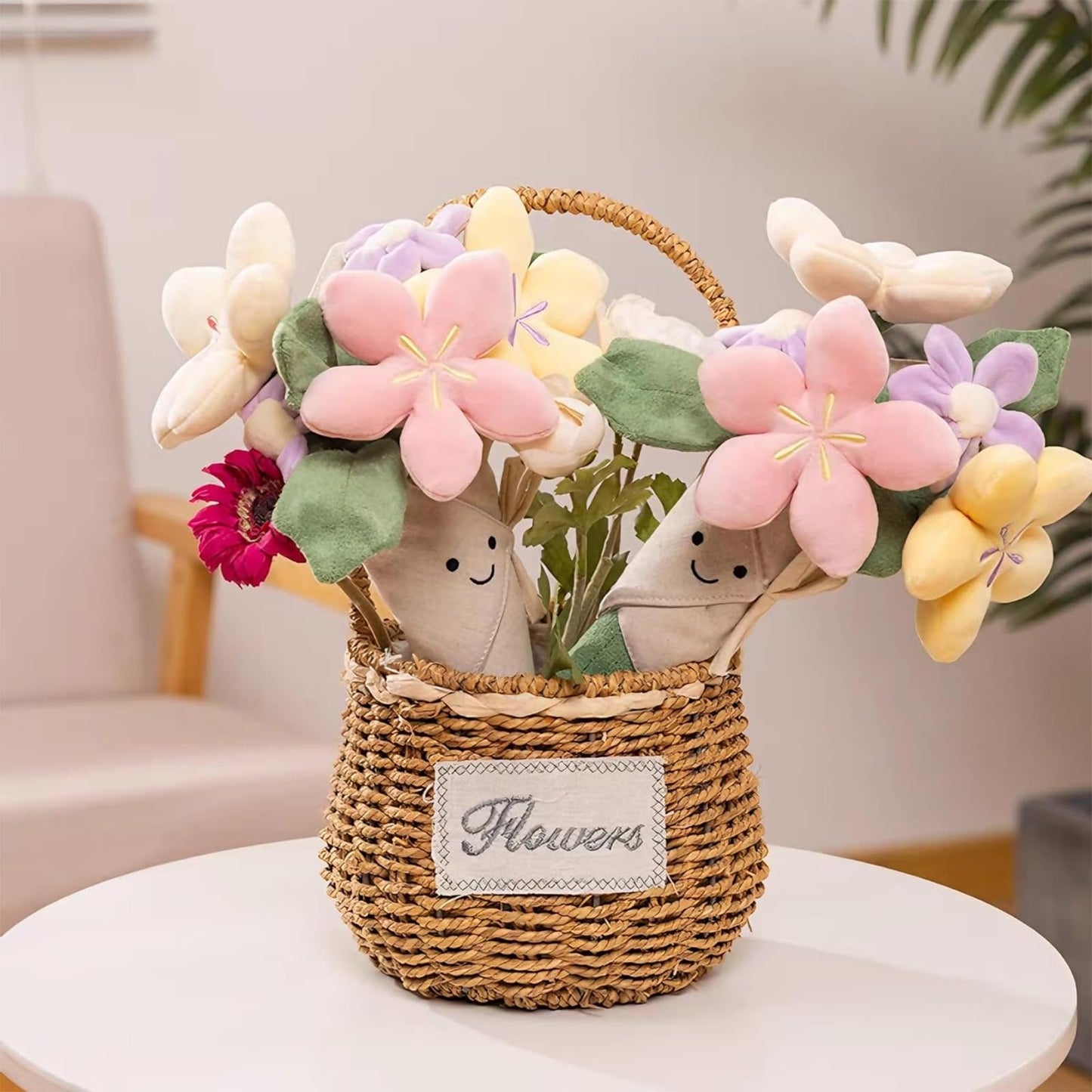 Courtco Cute Flower Plush Doll Stuffed Plant Plushie Soft Flower Doll Lovely Smiling Face?Decor Home Andbedroom Sweet Gifts for Women for Boys