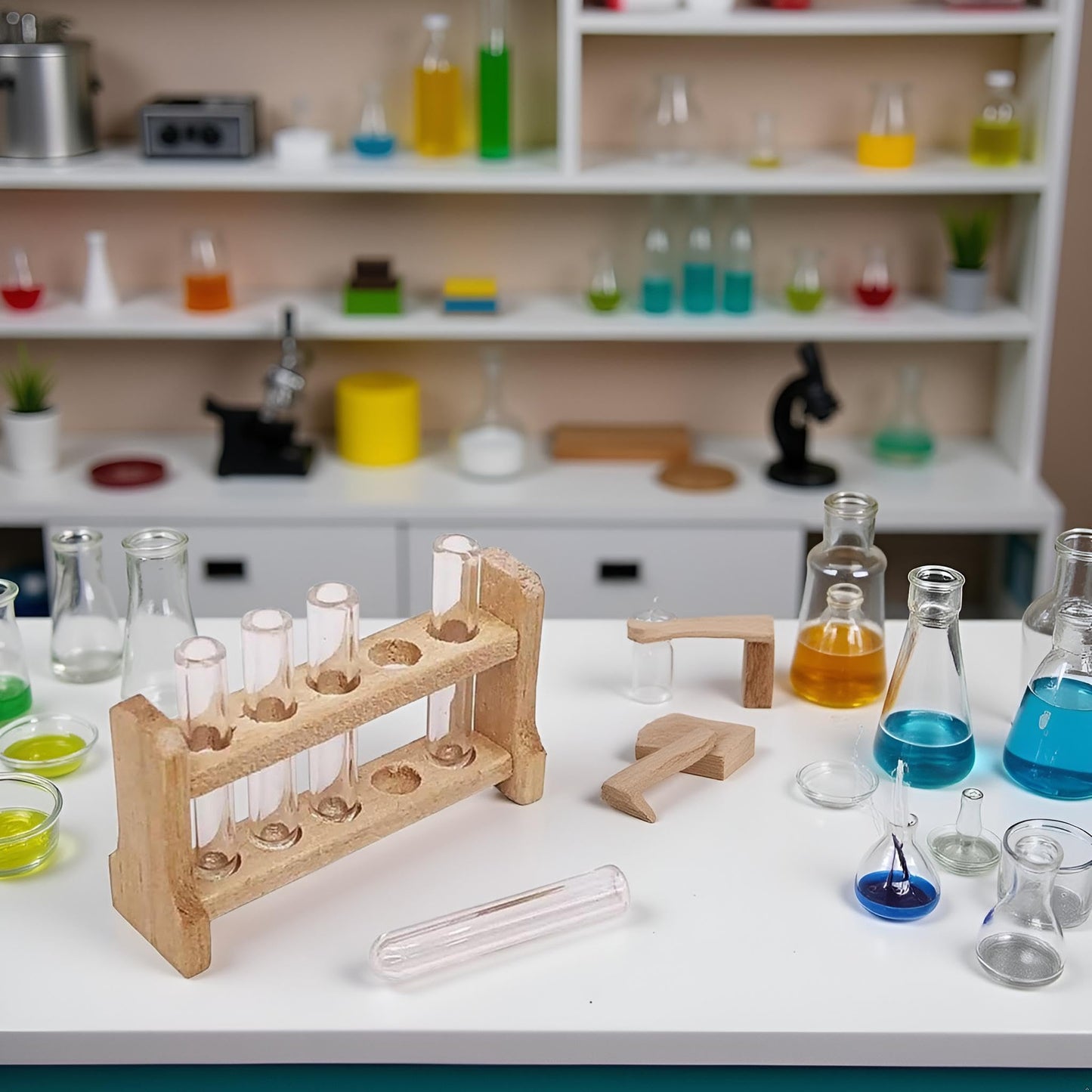 1 Set Dollhouse Accessories 1/12 Miniature Test Tubes for Science Lab Decoration Accessories Miniature Dollhouse (1.5x0.4x1.1 inch)